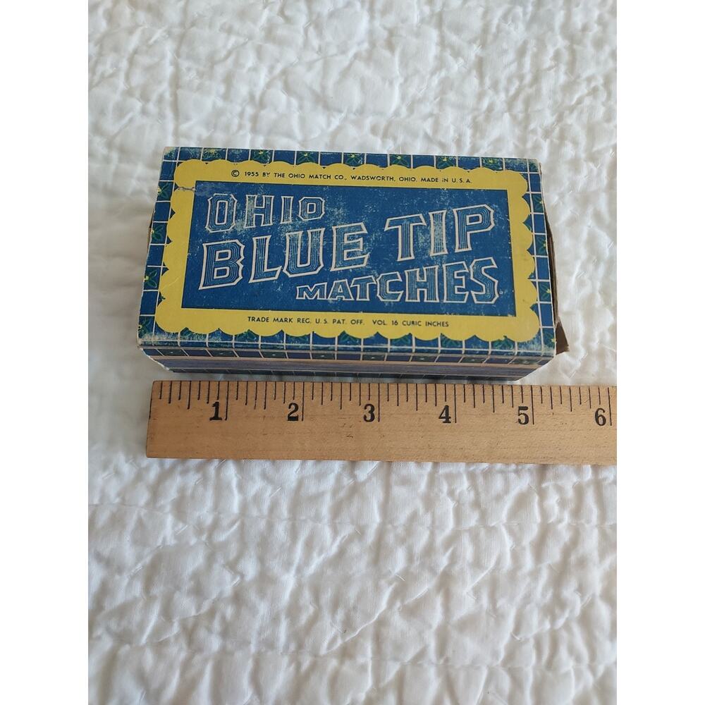 Vintage Ohio Blue Tip Matches 1955 USA Wood Kitchen design on back Almost full